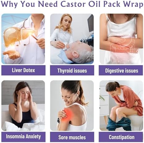6 Pcs Castor Oil Pack | Reusable Washable Caster Oil Wrap