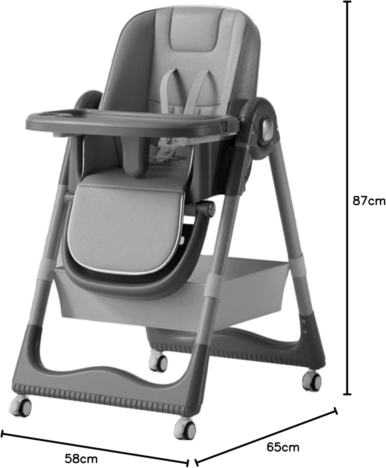 New Multifunctional Baby Highchair with 4 Wheels
