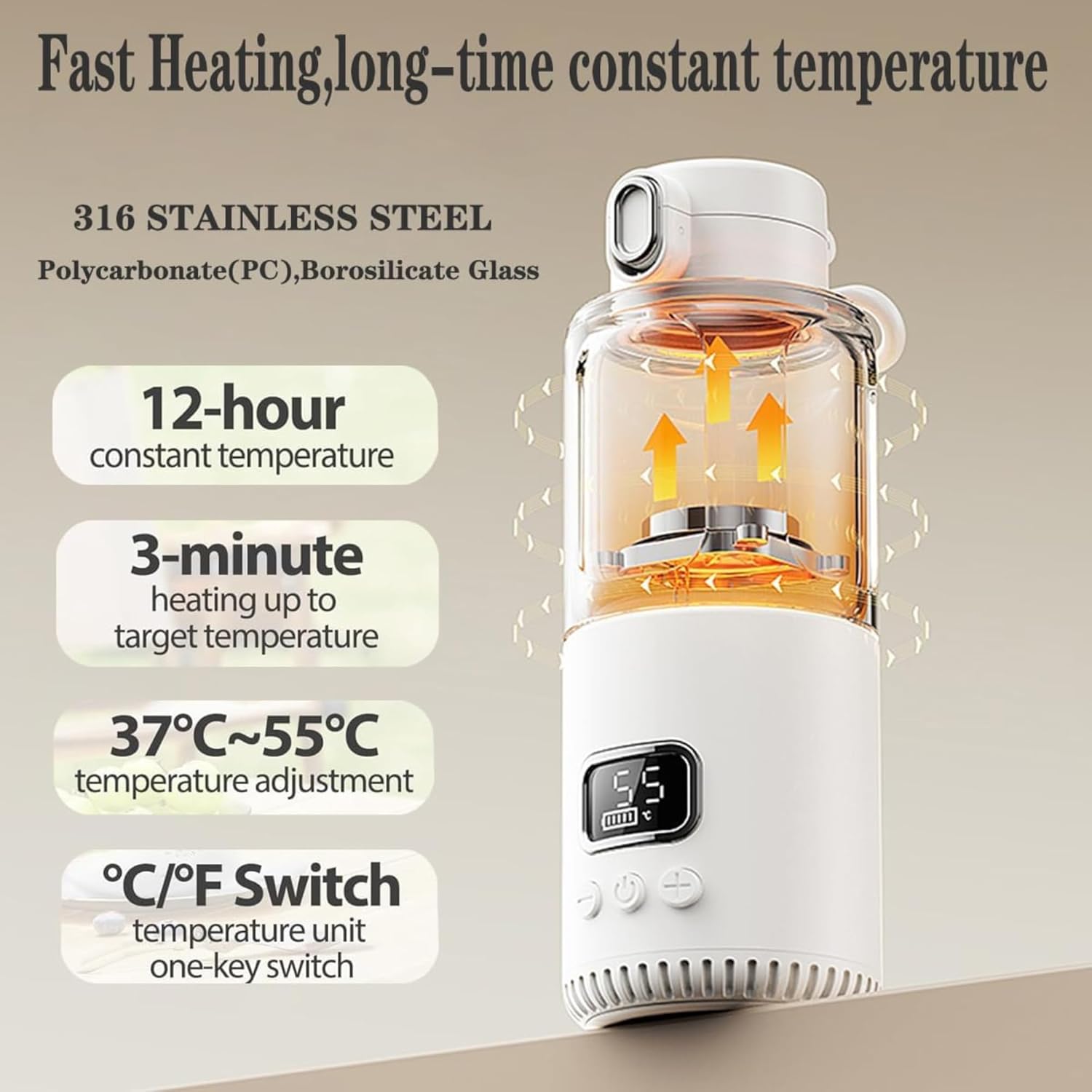 Temperature Control Milk Warmer with LCD Display