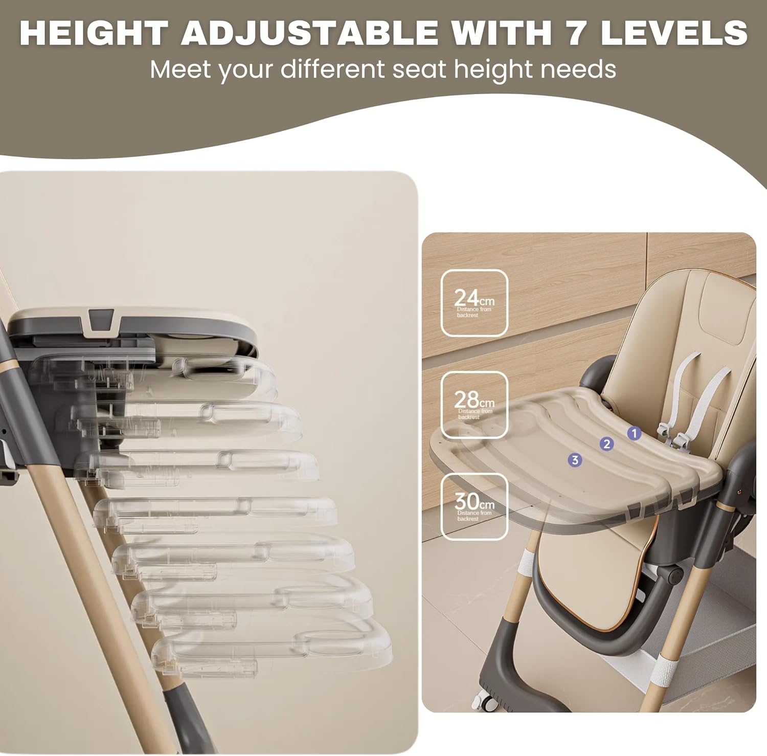 New Multifunctional Baby Highchair with 4 Wheels