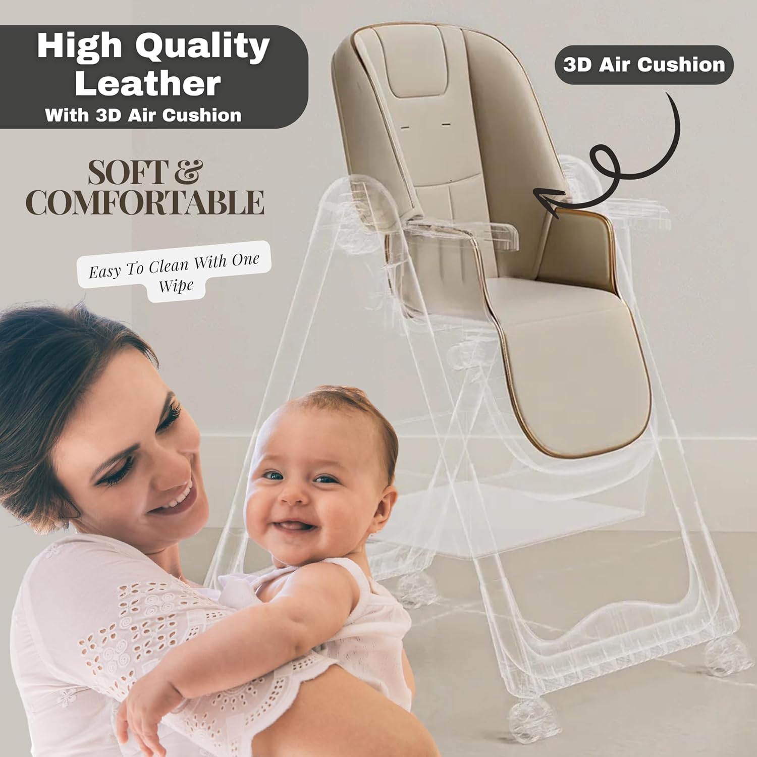 New Multifunctional Baby Highchair with 4 Wheels