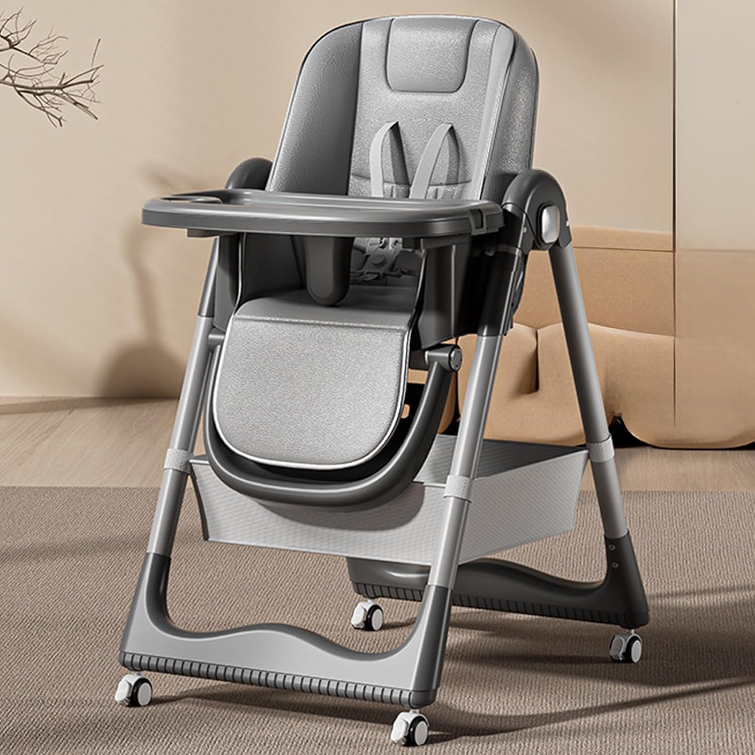 New Multi functional Baby Highchair with 4 Wheels