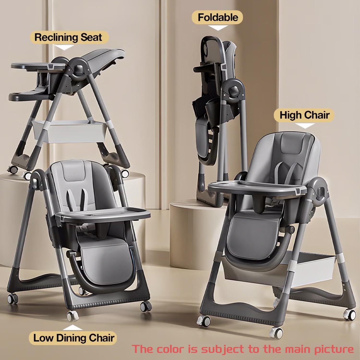 New Multi functional Baby Highchair with 4 Wheels