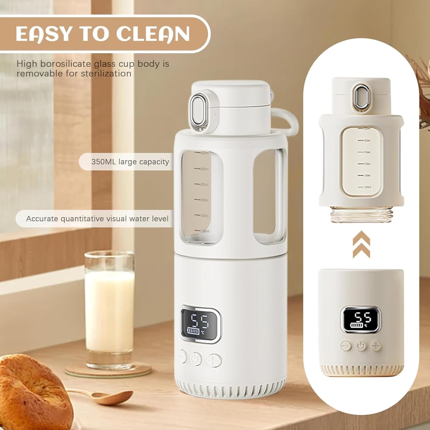Temperature Control Milk Warmer with LCD Display