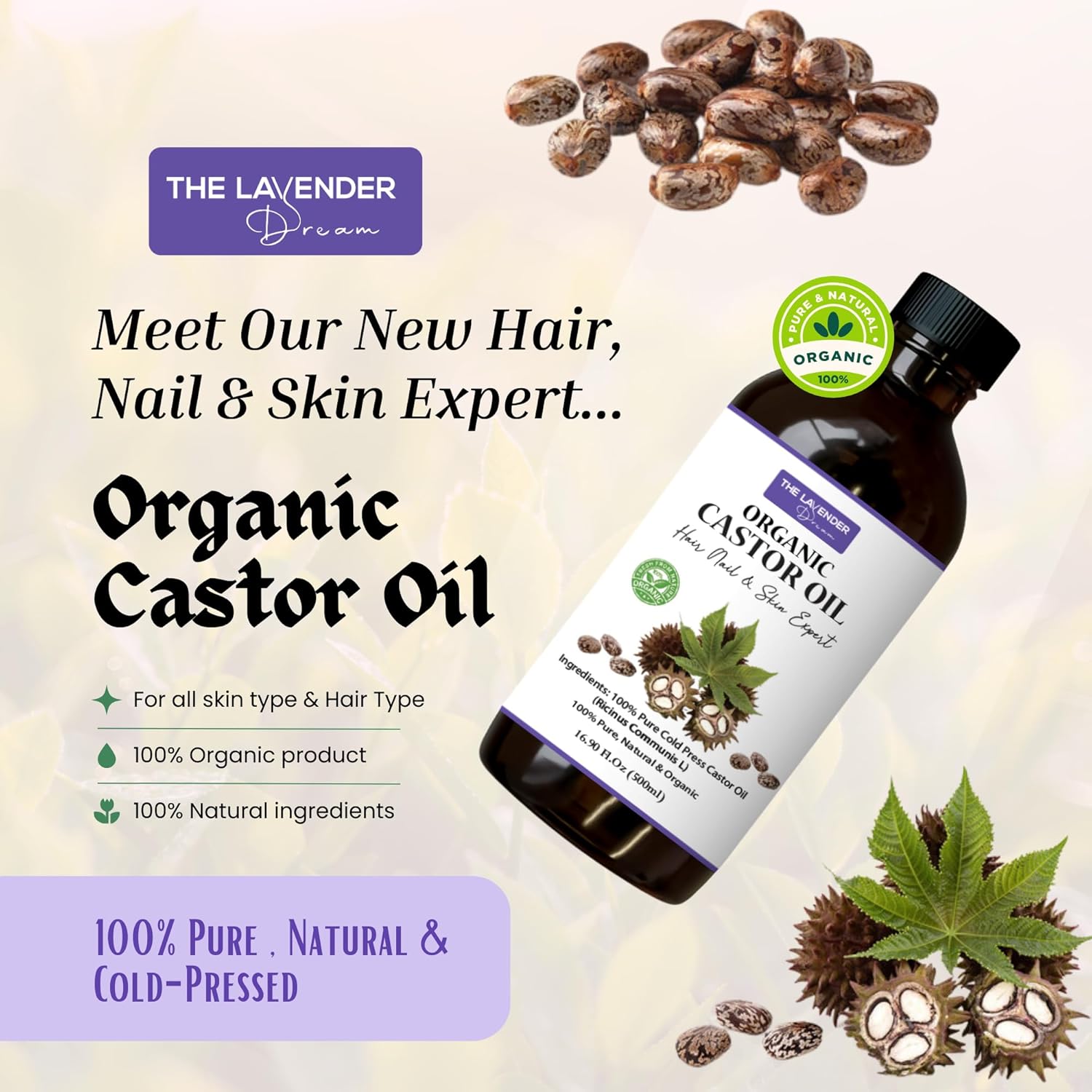 250ML Unrefined Organic Castor Oil Hexane Free