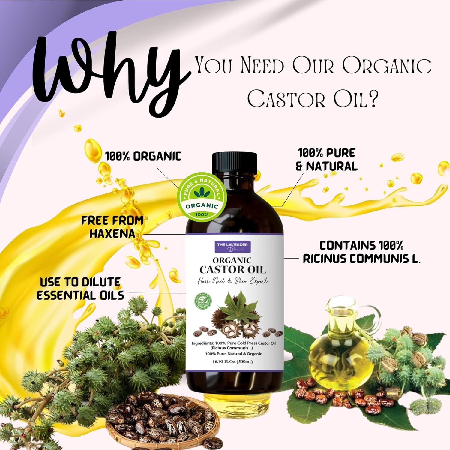 250ML Unrefined Organic Castor Oil Hexane Free