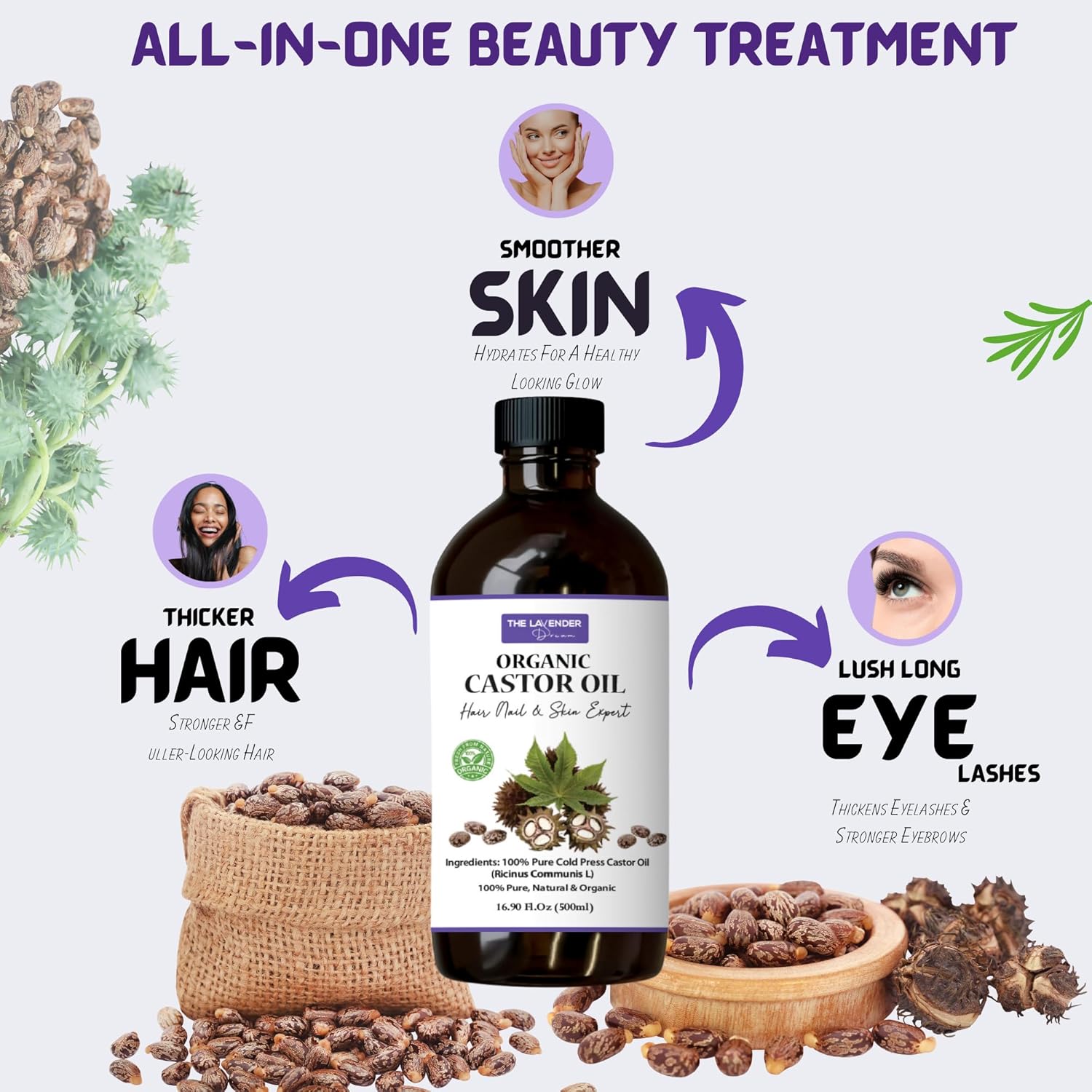 250ML Unrefined Organic Castor Oil Hexane Free